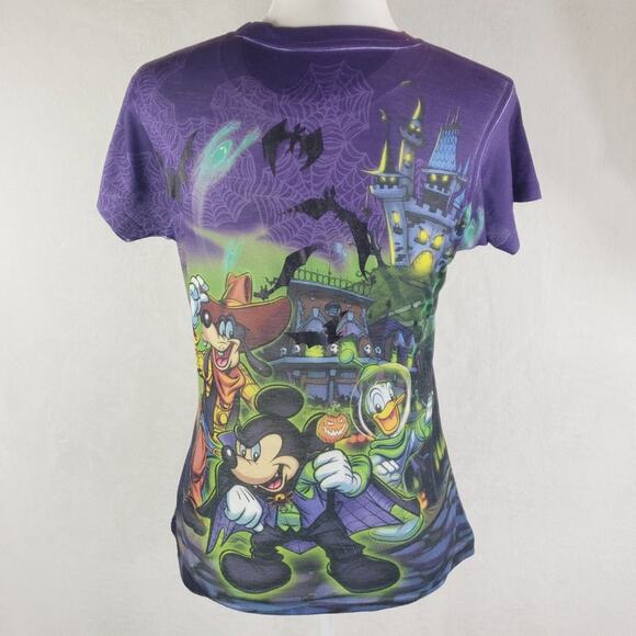Disney Halloween T-Shirt Women S Minnie Mouse Embellished Burnout Allover Print - Picture 5 of 10